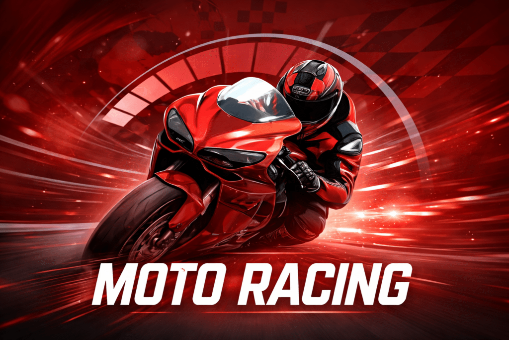 A motorcycle race with a strong red theme.
