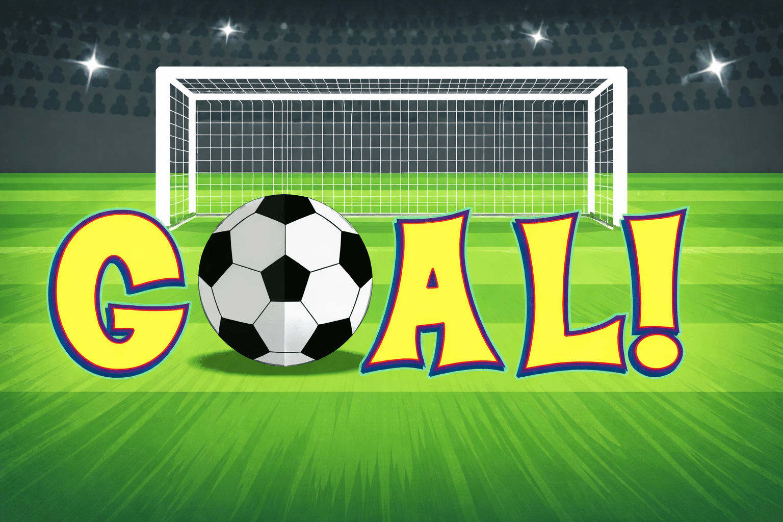 A vibrant goal-scoring screen.