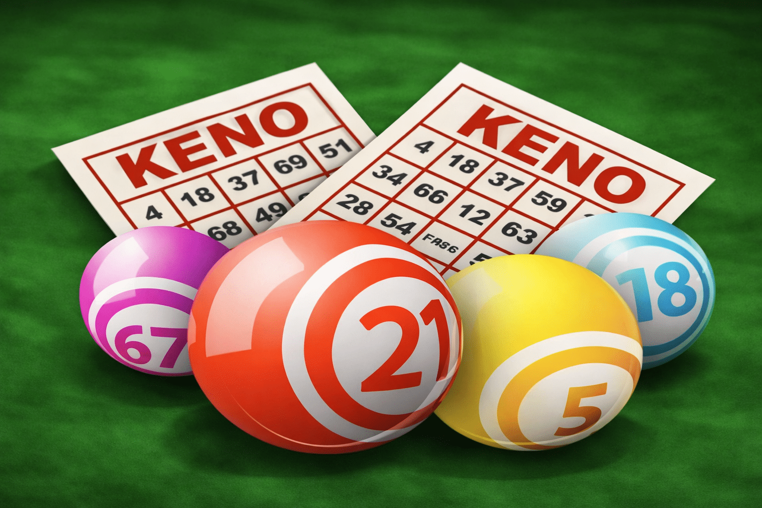 Colorful Keno balls in the game