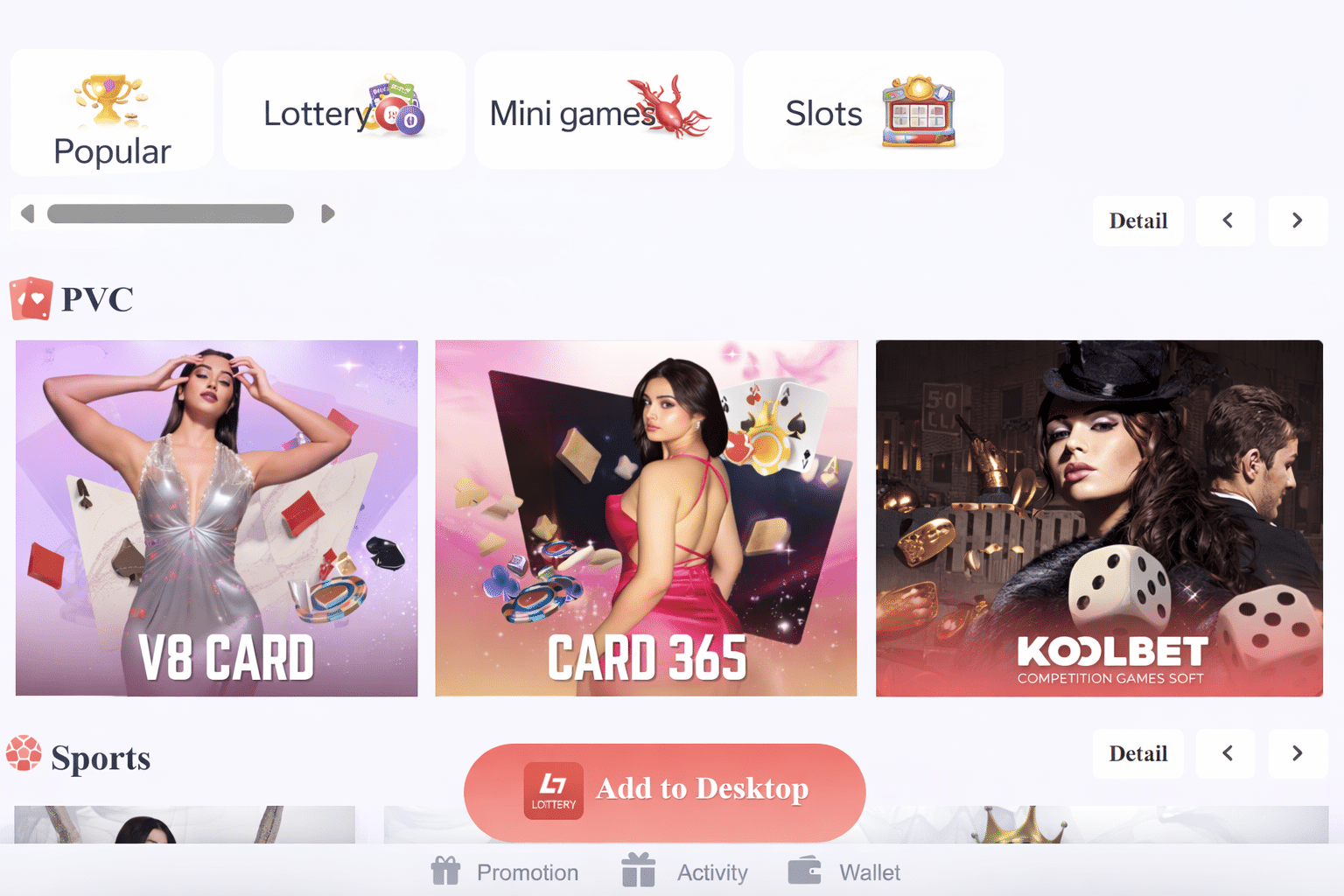 Online gaming platform interface