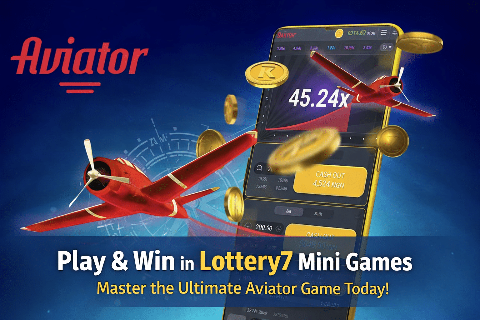 Play Aviator in Lottery7 Mini Games