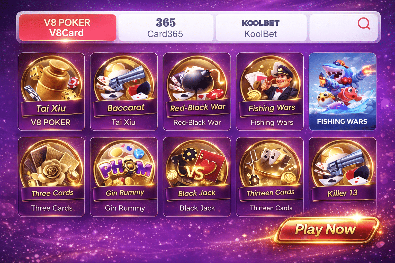 Play exciting V8Card card games.