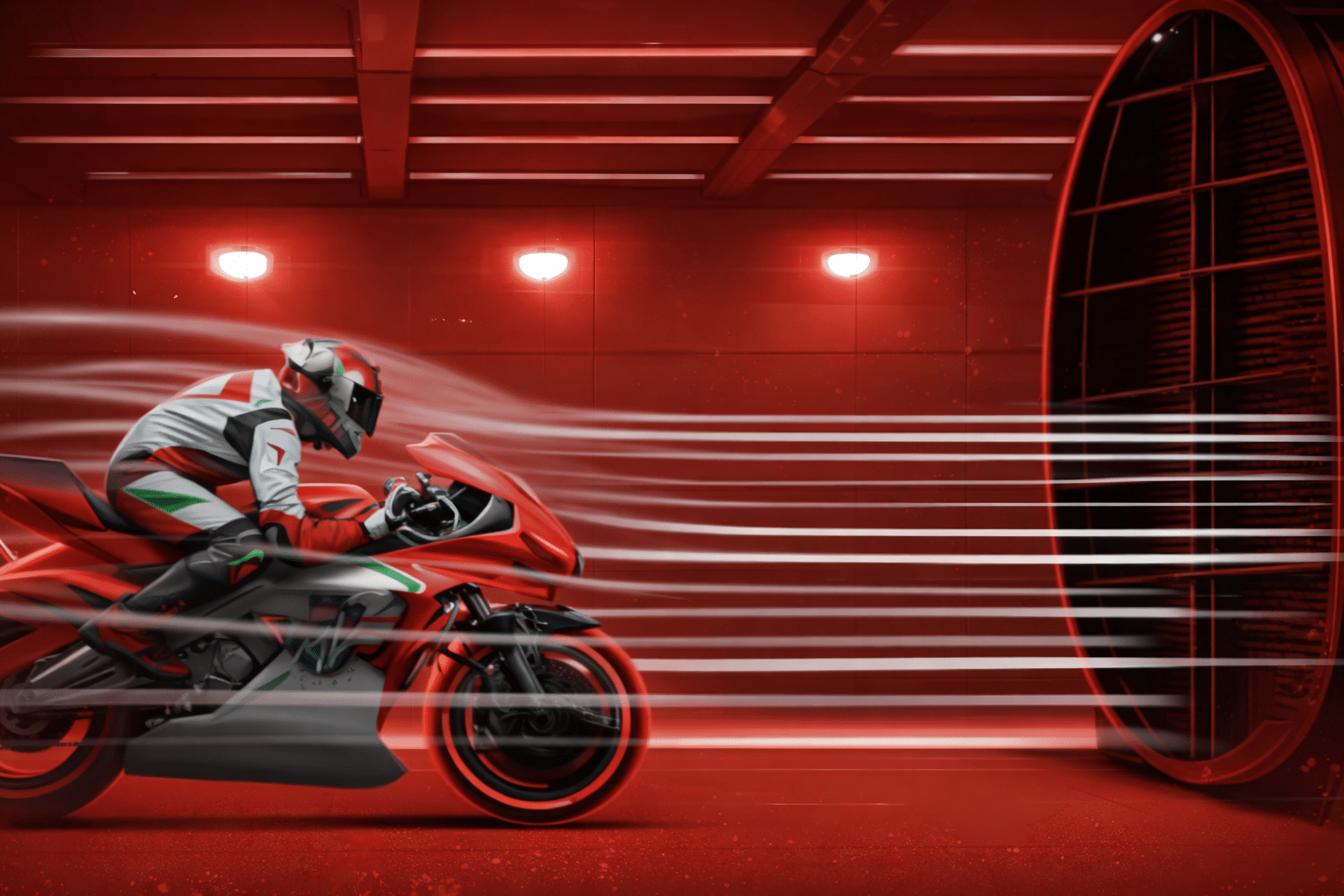 Moto Racing in wind tunnel high speed