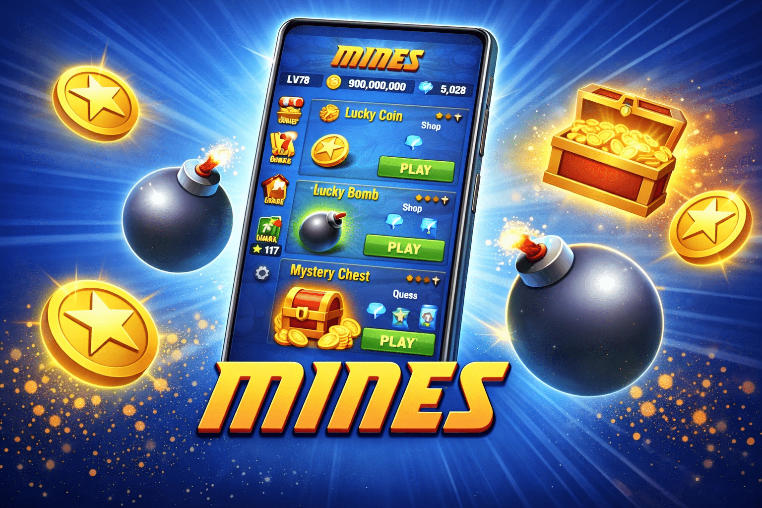 The main interface of the game Mines