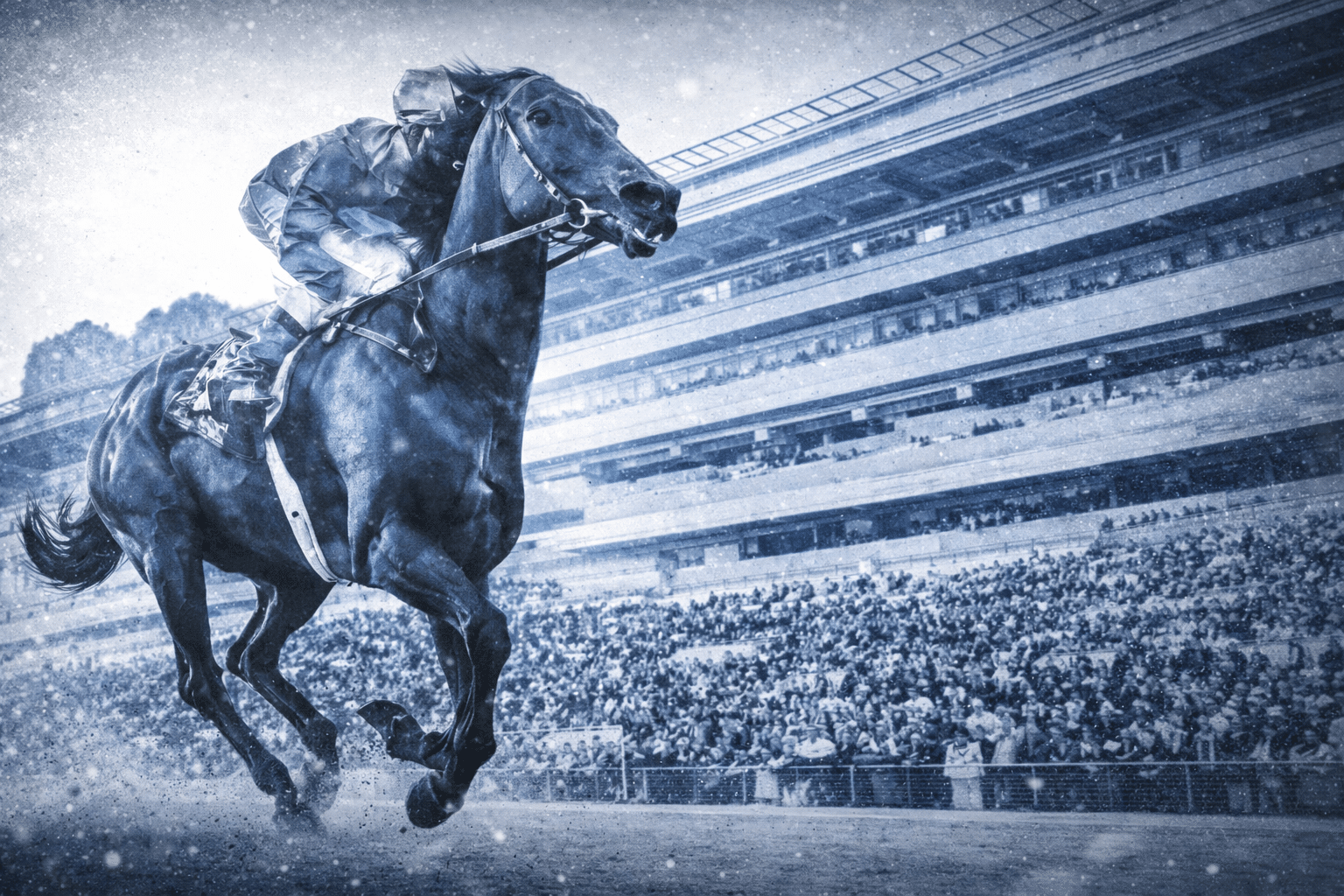 The powerful racehorse on the track